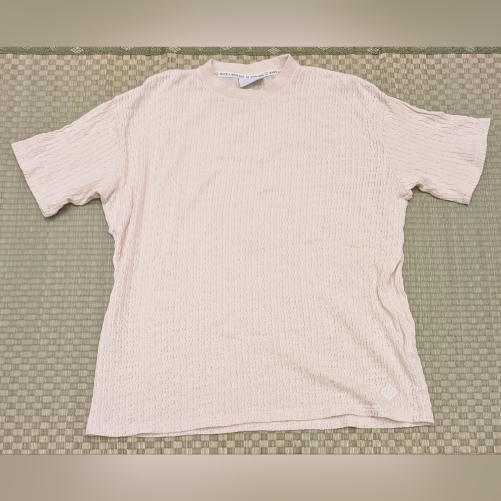 Cream Short Sleeve Textured Jersey Tee by Percival